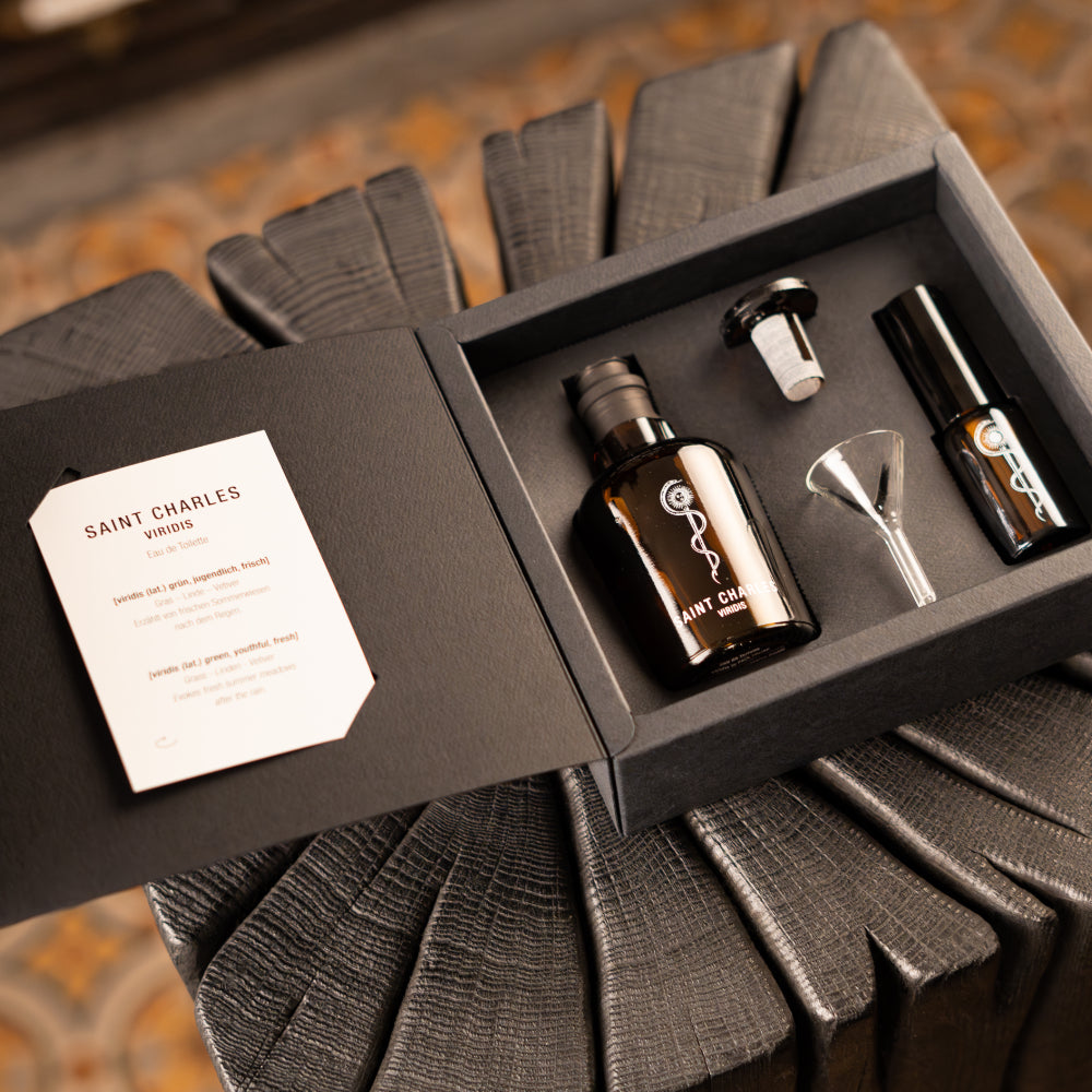 Eau de Toilette Viridis in Geschenkbox auf Stele