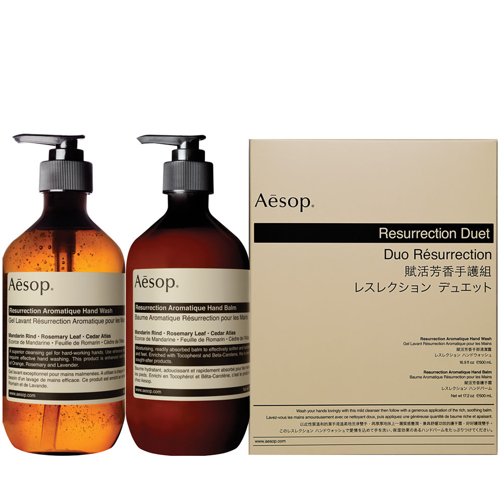 Aesop Resurrection Duet mit Produkten